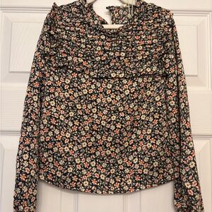 Copper Key Black Floral Kids Blouse